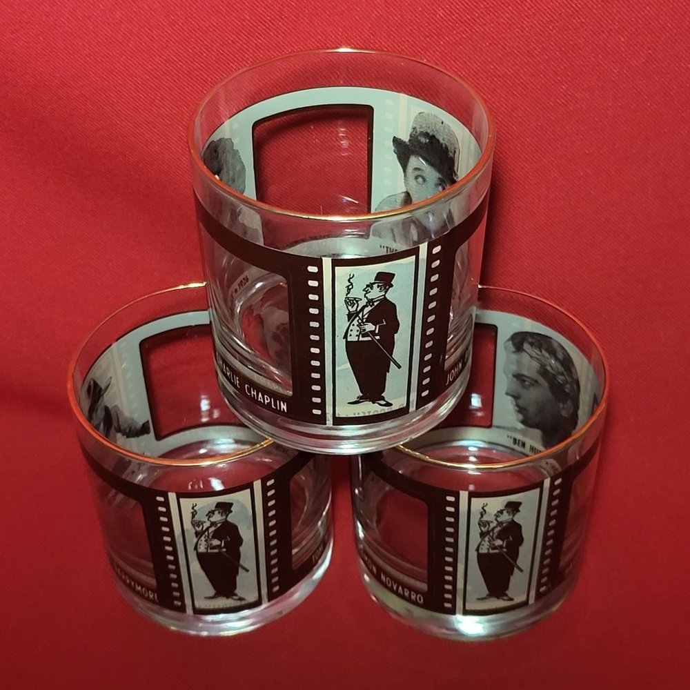 VTG Roaring Twenties Whiskey Glasses  Barware Tumblers Cocktails Party Movies Ac